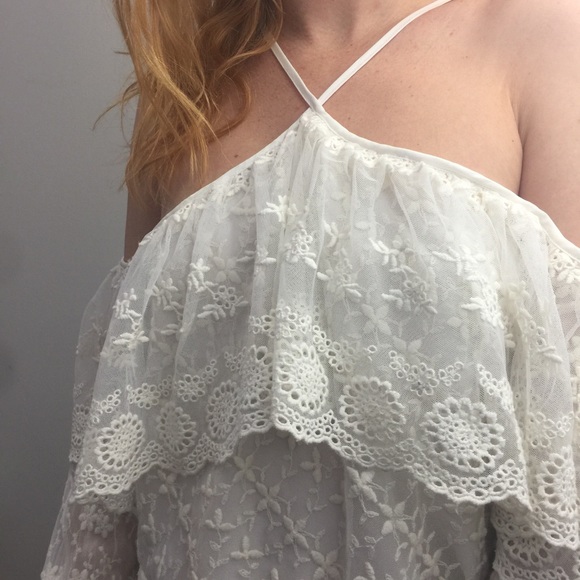 Yoana Baraschi Ivory Sheer Embroidered Cold Top - Picture 8 of 8